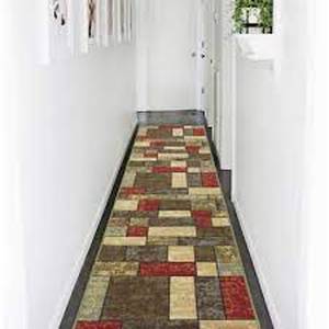 lot 55 image: Ottohome Collection Non-Slip Rubberback Boxes Design 2x7 Indoor Runner Rug, 1 ft. 10 in. x 7 ft., Multicolor
