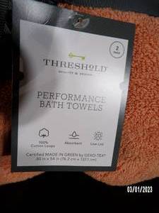 lot 12 image: New - Performance Bath Towel - Threshold (Set of 2) - Peach