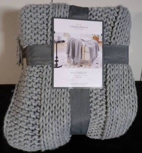 lot 14 image: New - Threshold Knit Throw with Tassel Trim - Grey (50x60)