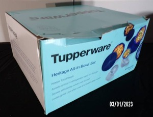 lot 54 image: Open Box - Tupperware Heritage All-In Bowl Set (30 Piece) - Blue