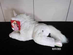 lot 64 image: FAO Schwarz Toy Plush White Unicorn 15 Stuffed Animal