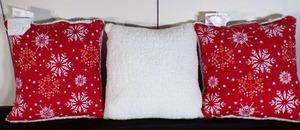 lot 96 image: Lot of 3 Wondershop Reversible SnowflakeSherpa Decorative Pillows