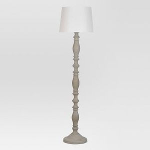 lot 11 image: New - Turned Wood Floor Lamp Gray - Threshold (60-12 H)
