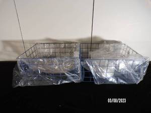 lot 95 image: Lot of 2 Brightroom 13 Wire Bin Baskets - Blue
