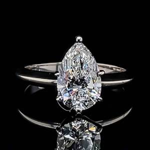 Impressive 1.84 Carat Diamond Pear Shape Solitaire Ring VVS2-E IDEAL in 14k White Gold $8,999 Retail VIDEO