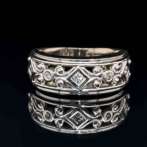 Ornate Diamond Princess & Round Openwork Filigree Scroll Estate Ring in 14k White Gold $1,750 Retail VIDEO