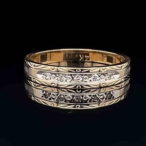 Classic Diamond Band w Detailed Engraving Accents in 14k Yellow Gold $1195 Retail