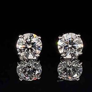 Brand New 2.20 Carat Diamond Round Brilliant Solitaire Stud Earrings in 14k White Gold $5,250 Retail VIDEO