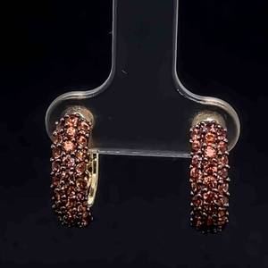 Amazing Color Orange Spinel Pave Set Hoop Earrings in 14k Yellow Gold $1499 Retail VIDEO
