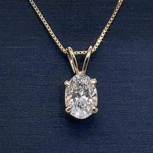 1.01 Carat Oval Diamond Solitaire Split Bail Pendant in 14k Yellow Gold VS ClarityD-E Color $3,600 Retail VIDEO