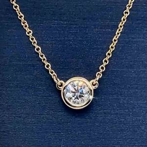 0.48ctw. Diamond Solitaire Bezel Pendant 16-18 Adjustable Necklace in 14k Yellow Gold $3,400 Retail VIDEO