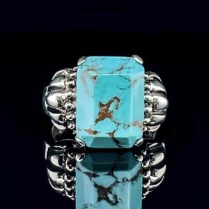Designer Goldstone Jewelry Company Turquoise Ornate Textured Ring