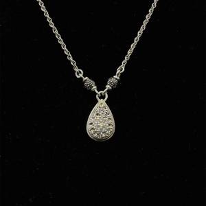 Pave Raindrop Pear-Shaped Estate Pendant Necklace