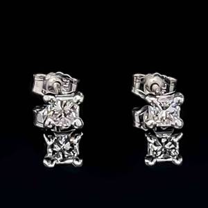 14ctw Diamond Princess Cut Solitaire Stud Earrings in 14k White Gold $899 Retail VIDEO
