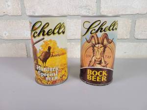 lot 46 image: (2) Vintage Cans of Schells Beer - Hunters Special Beer and Bock Beer - New Ulm, MN