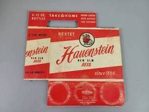 lot 52 image: Vintage Hauenstein Beer 6-Pack Bottle Case - New Ulm, MN