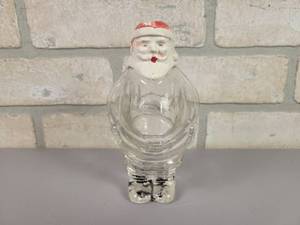 lot 62 image: 1940s J.H. Millstein Glass Santa Claus Candy Container