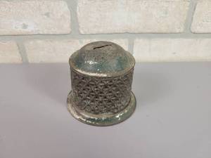 lot 55 image: Antique Pierced Tin Coin Bank