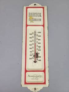 lot 56 image: Vintage Andersons Hatchery Metal Thermometer - Mapleton, MN