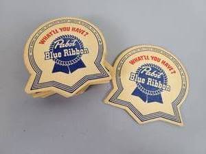 lot 85 image: (12) Vintage PABST Blue Ribbon Beer Coasters