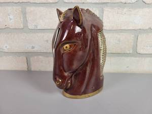 lot 82 image: Vintage Redware Horse Coin Bank  Letter Holder
