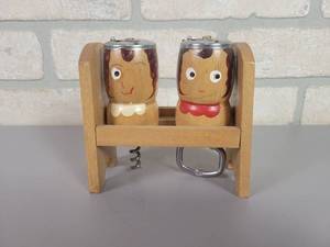 lot 109 image: Vintage Wood Salt & Pepper Shakers that Double as Corkscrew and Bottle Opener