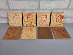 lot 137 image: (8) Vintage Football Player Coasters - Terry Bradshaw, OJ Simpson, Dick Butkus, Ron Johnson, Gene Washington, Roy Jefferson, Daryl Lamonica and Nick Buoniconti