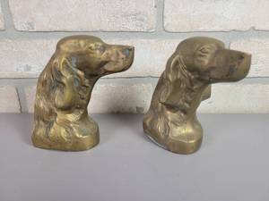 lot 135 image: Pair of Vintage Solid Brass English Setter Bookends