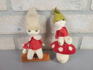 lot 141 image: (2) Vintage Flocked Snow Baby Christmas Ornaments - Made in Japan