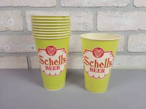lot 164 image: (10) Vintage Schells Brewery Wax Coated Beer Cups - New Ulm, MN