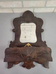 lot 188 image: Antique Wall Hanging Mirror  Letter Holder
