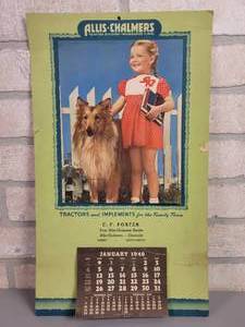lot 205 image: 1948 Allis-Chalmers Promotional Calendar - C.F. Porter Your Allis-Chalmers Dealer Wilmot, SD