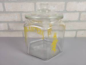 lot 203 image: 1930s PLANTERS Mr. Peanut Hexagon Peanut Jar w Lid