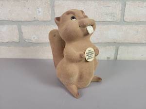 lot 215 image: Vintage Flocked Chipmunk Coin Bank First Bloomington Lake National Bank of Minneapolis