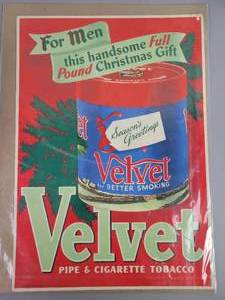lot 238 image: Vintage Liggett & Meyers Tobacco Co. VELVET Pipe & Cigarette Tobacco Christmas Advertising