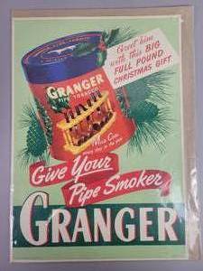 lot 239 image: Vintage Liggett & Meyers Tobacco Co. GRANGER Pipe Tobacco Christmas Advertising