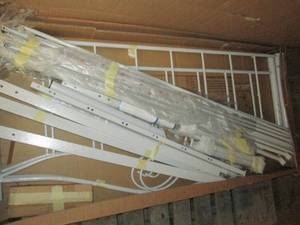 queen grayish white metal bed frame...