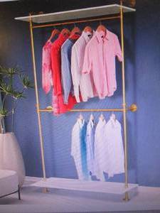 Industrial Pipe Clothing Rack, Gold...