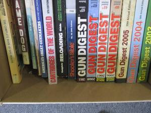 box of books on guns ...