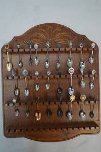 lot 178 image: Souvenir spoon holder , souvenir spoons