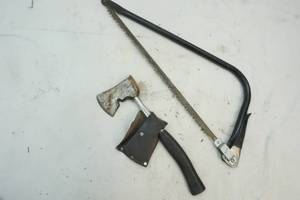 lot 265 image: Hatchet, bow saw