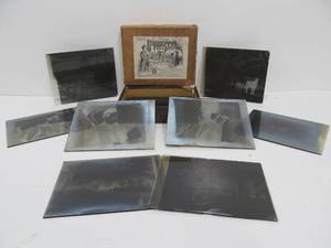 lot 58 image: Box of Antique 1870s Carbutts Glass Photo Slides