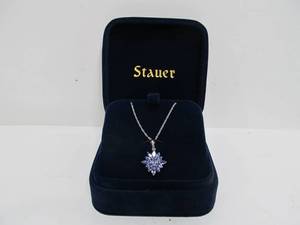 lot 65 image: New Signed STAUER Sterling Silver Pendant Necklace 