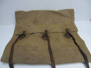 lot 83 image: Large Early Vintage Canvas & Leather Monarch Brand Duluth Pack