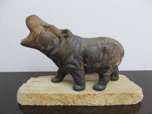 lot 129 image: Mid Century Signed DAGA Ceramic Hippo Sculpture
