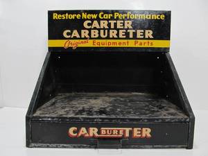 lot 148 image: Vintage CARTER Carbureter Service Station Advertising Display Cabinet Sign