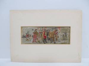 lot 151 image: Antique 1890s Original Woven Silk Stevengraph - Landing of Christopher Columbus 