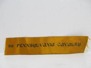 lot 153 image: Early Antique Civil War Era Silk Ribbon - 8th Pennsylvania Cavalry