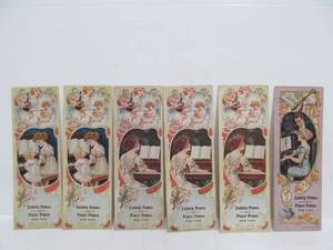 lot 157 image: Lot of 5 Antique Circa 1900 LUDWIG Piano Advertising Trade Card Bookmarks