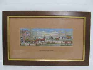 lot 162 image: Vintage Framed CASHS Silk Woven Picture - Farm Scene 1870